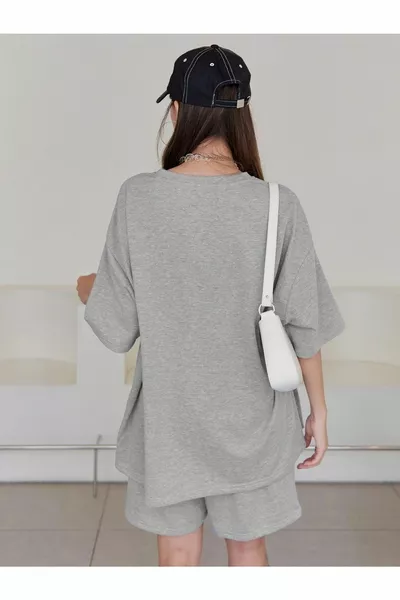 Ensemble short oversize gris donc imprimé femme