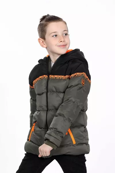 Cappotto kaki idrorepellente in pile interno da ragazzo
