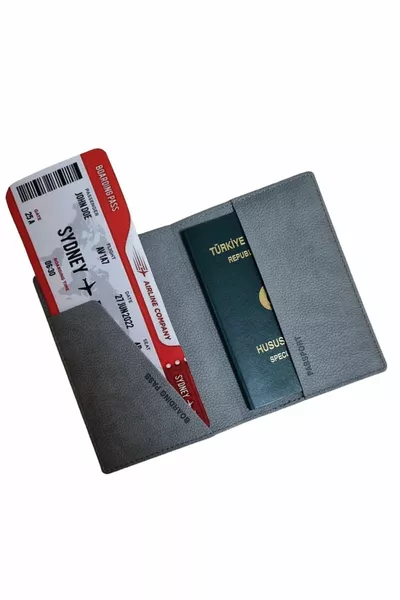Acar Mira Custodia per passaporto in pelle vegana Porta passaporto grigio