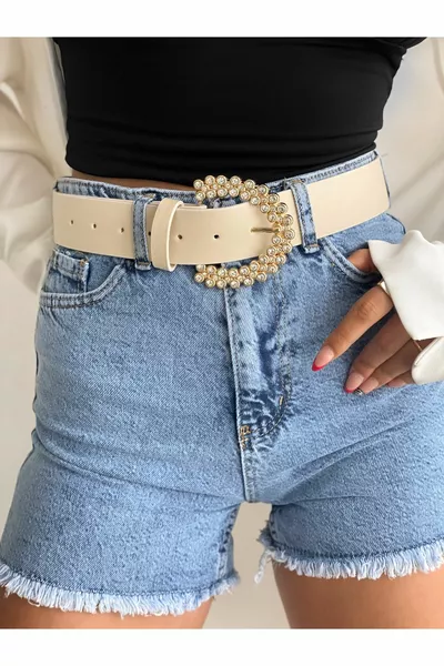 حزام حجر اللؤلؤ Ecru