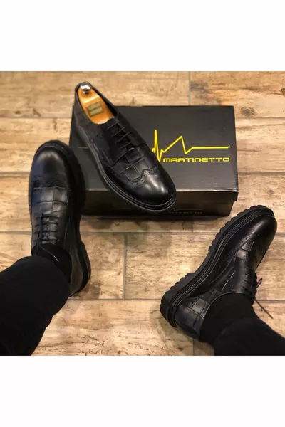 Echtes Leder Schwarz Casual Herrenschuhe