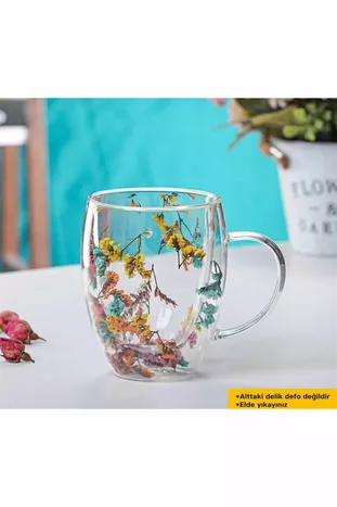 1 Piece Flowering Heat Resistant Borosilicate Double Walled Flower Cup | Floral Coffee Presentation Cup