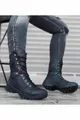  Lace-Up Black Skin Military Postal Boots