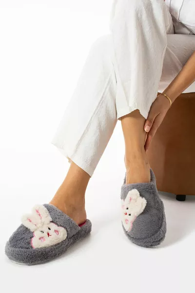 Меки плюшени заешки фигурни домашни чехли Плюшени домашни чехли Дамски зимни меки домашни чехли