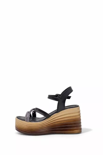 Sandali Stone con tacco imbottito fantasia neri