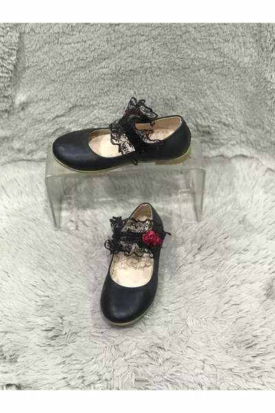 Черный внешний материал кожаный ремешок ортопедическая и нескользящая подошва детские балетки