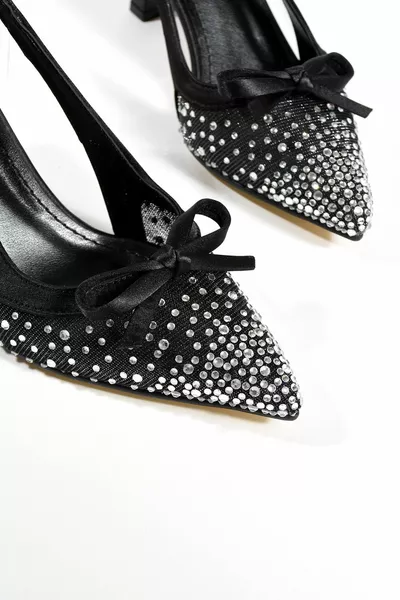 أوليفيا المرأة خنجر الحجر وأشار اصبع القدم القوس التفاصيل فتح الظهر مساء اللباس الكعب الكلاسيكي