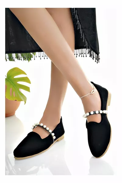 Dames Ballerina's Zwarte Parel Gedetailleerd Lichtgewicht Casual Stijlvol Business Office Casual Schoenen