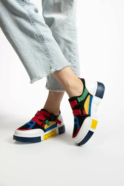 باريس الملونة تصميم أنيق العظام أحذية رياضية نسائية