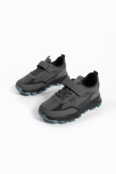 Unisexe Enfants Velcro élastique Confortable Casual Sneaker anorak Baskets légère poly sole