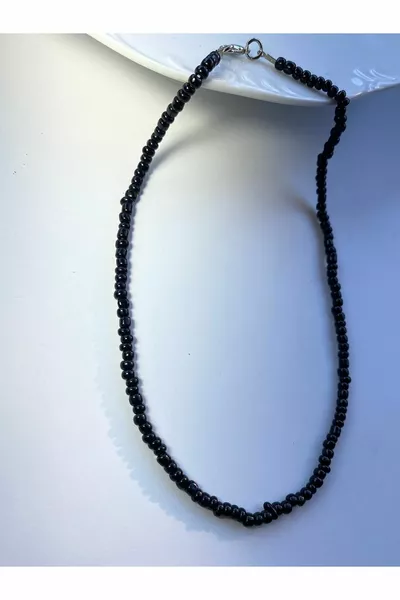 Women's Black Color Bead Necklace