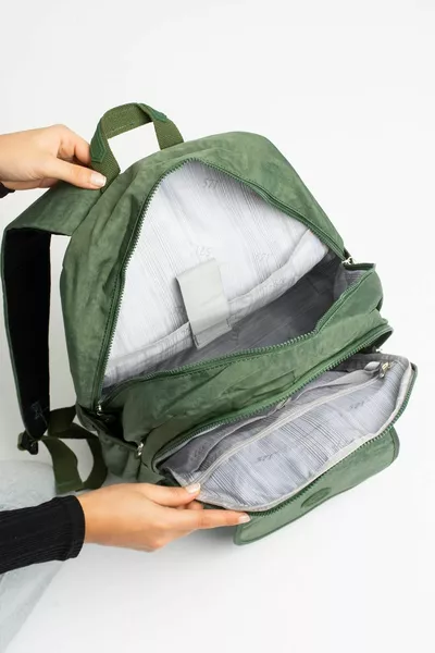 Fcstore Krinkıl Kumaş Suya Dayanıklı Büyük Boy Haki Yeşil Klinkır Sırt Çantası/laptop Okul Çantası