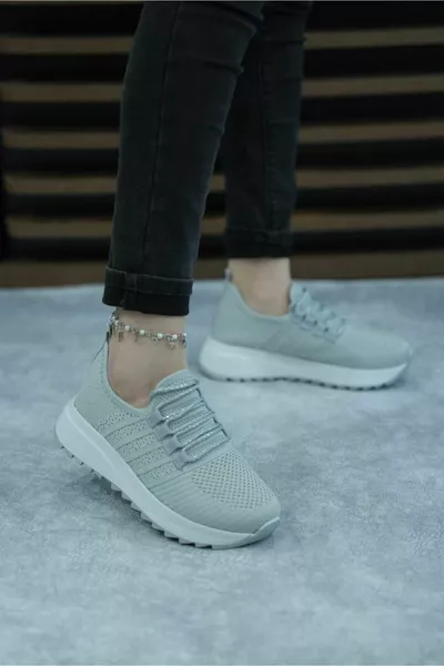 نسائي رمادي شبكة رصدت العظام خفيفة الوزن لينة وحيد أحذية رياضية 