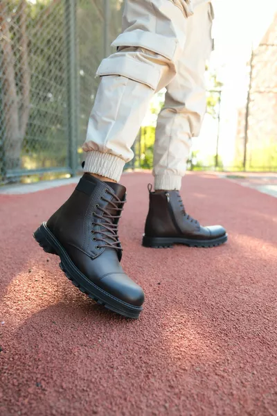 Brown Zipper Men's Postal Boots 