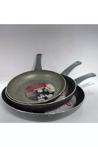 3-delige Granieten Pannenset  cm Grijs Kleur