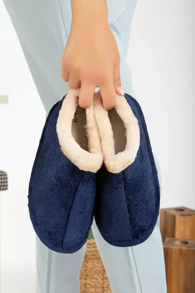 унисекс плюшевый шерстяной интерьер зимний пандуф домашний понтон темно-синий