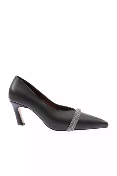 y Женские туфли на каблуке с заостренным носком, серебристой каблукой