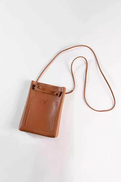 المرأة البني جيب صغير حقيبة نسائية كروسبودي مع حزام الكتف ، الحد الأدنى من حقيبة الهاتف