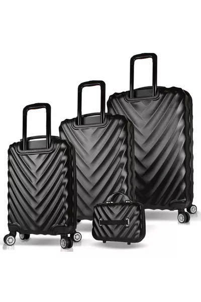 Lotus Abs Kabine Medium Large und Make-up Size Schwarz 4-teiliges Reisegepäck-Set