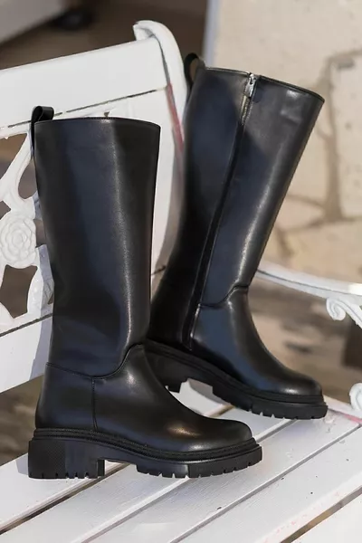 Bottes longues zippées pour femmes Noir