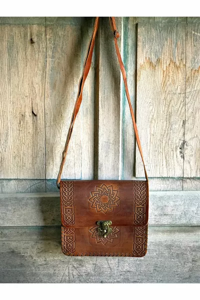 المرأة براون حقيبة جلدية يدوية أصلية