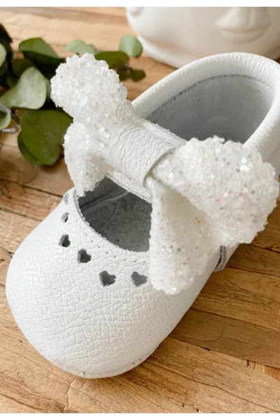 - شاين سيريز حذاء أبيض ٪ جلد للأطفال بالخطوة الأولى