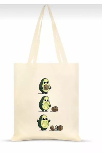 Home Avocado E Cucciolo Stampato Raw Tote Bag