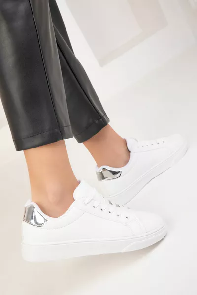 Beyaz-Gumus Kadın Sneaker 
