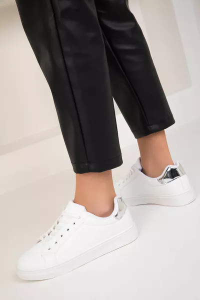 Beyaz-Gumus Kadın Sneaker 