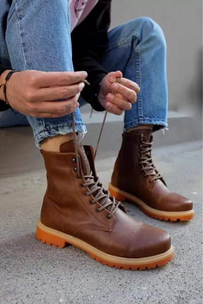  Orthopedische zool met veters Water- en koudebestendige casual winter sportlaarzen voor heren TT Tan