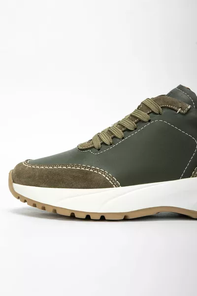 Baskets et baskets en cuir véritable vert Aden pour hommes