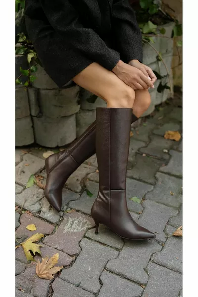 Zanka Coffee Stivali in Vera Pelle