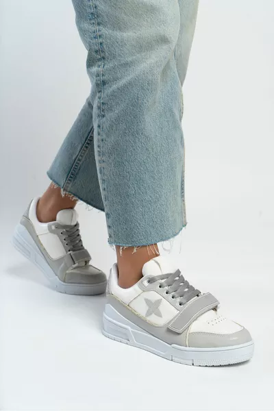 Manny White Silver Детайлни дамски маратонки с дебела подметка