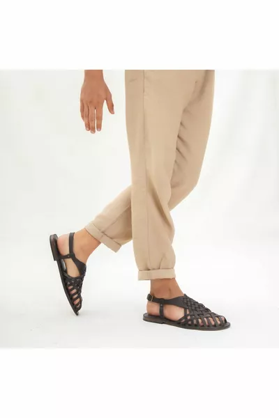 صنادل بودروم للرجال من الجلد الطبيعي البني