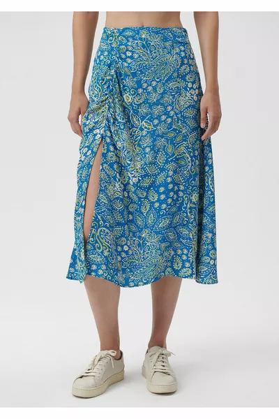 Baskılı Yırtmaçlı Etek 