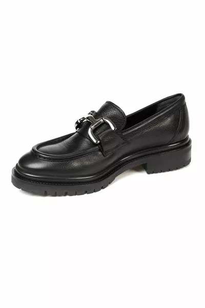 Damen Schwarz Loafer Schuhe Aus Echtleder 