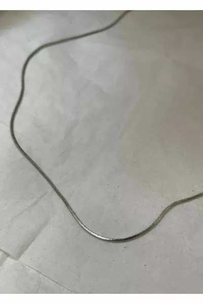Gümüş Renk  Cm Unisex Çelik Ince Italyan Zincir Kolye