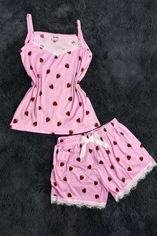 بيغاسوس النسيج الدانتيل مزينة حبل حزام السراويل بيجامة مجموعة