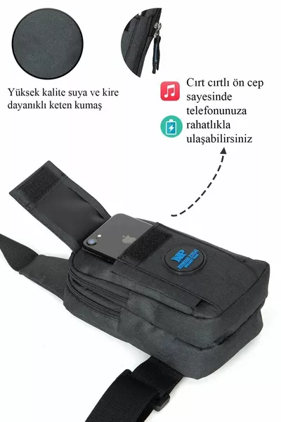 унисекс водонепроницаемая льняная ткань отделение для телефона мини сумка через плечо сумка через плечо повседневный черный цвет