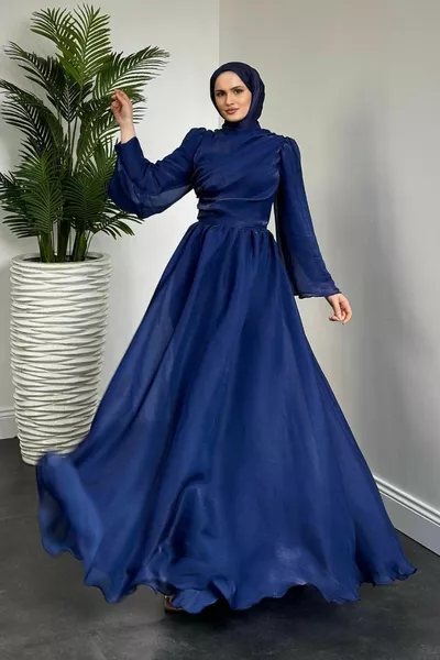 Margaret Drape Janjan Abito da Sera Blu Navy