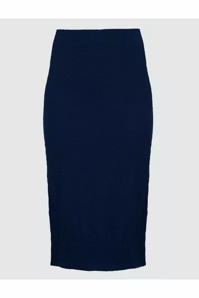 Тъмносиня редовна талия Стилна права миди пола