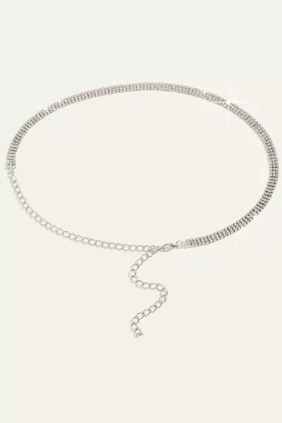 الفضة 3 صف كريستال الحجر الخصر سلسلة حزام