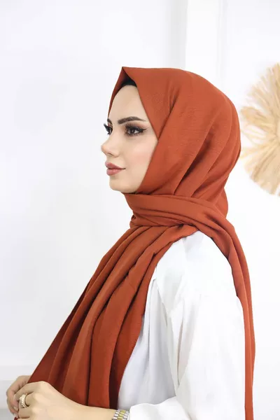 Tesettür Kadın Pamuk Cazz Şal Kiremit