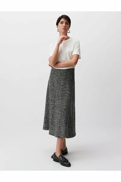 Jupe midi noire taille haute zippée