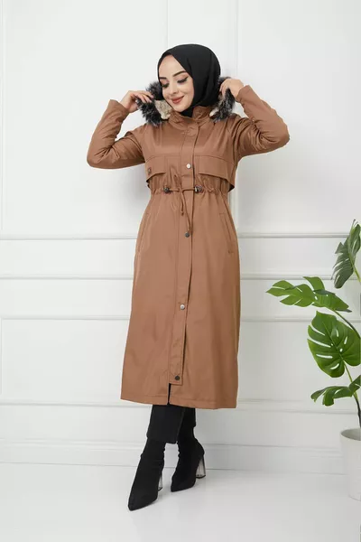 Water Prof Tan Manteaux d’hiver et manteau avec fourrure à l’intérieur