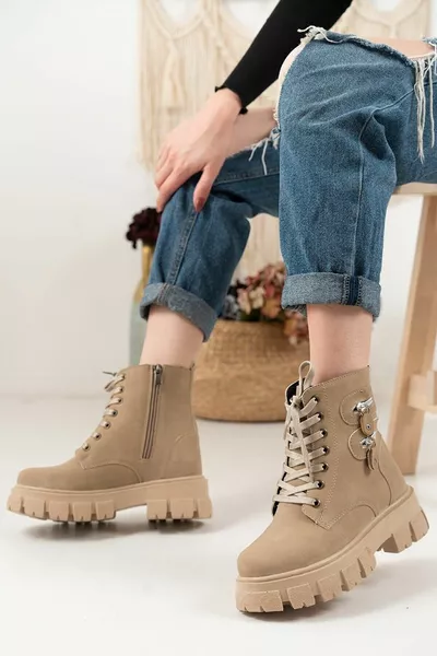 Женские сапоги бежевый замша Почтовый повседневный