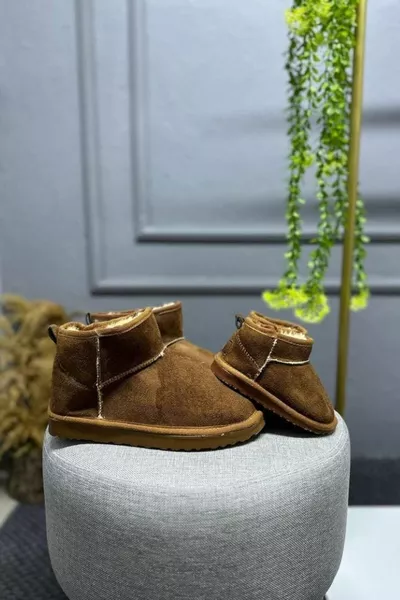 Unisex Kids Thick Insole Feathered Casual Mini Half Boots