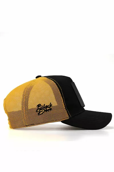  سائق شاحنة داكسايد - للجنسين قبعة سوداء وصفراء مع شعار رمز واحد (CAP)