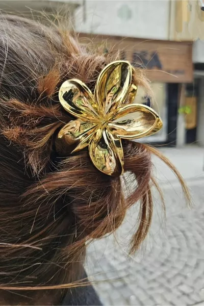 Femmes Grande Taille 2 Pcs (8CM) Or, Argent Lotus Fermoir Ensemble