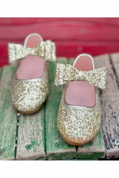 Gestreepte pailletten gedetailleerde orthopedische ballerina's, ballerina's voor meisjes